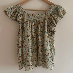 DOEN Abelene Top Yellow Floral Ruffle Blouse Tasha Garden